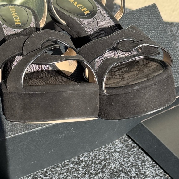 Coach Talina Suede Black Platform Sandals - Picture 9 of 16